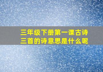 三年级下册第一课古诗三首的诗意思是什么呢