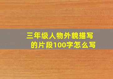 三年级人物外貌描写的片段100字怎么写