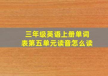 三年级英语上册单词表第五单元读音怎么读