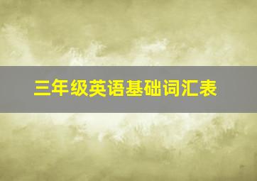 三年级英语基础词汇表