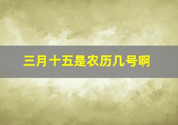 三月十五是农历几号啊