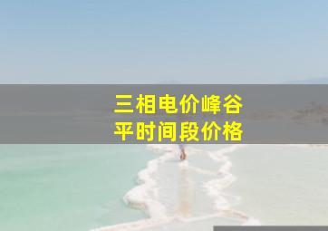 三相电价峰谷平时间段价格