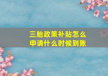 三胎政策补贴怎么申请什么时候到账