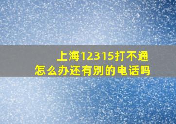 上海12315打不通怎么办还有别的电话吗