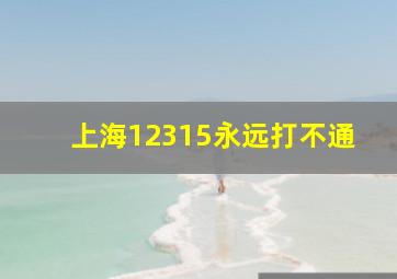 上海12315永远打不通