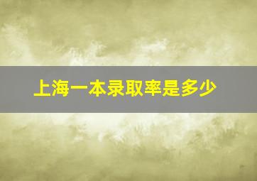 上海一本录取率是多少