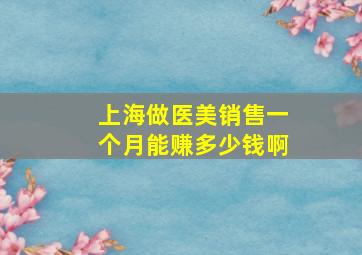 上海做医美销售一个月能赚多少钱啊