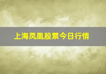 上海凤凰股票今日行情