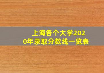 上海各个大学2020年录取分数线一览表