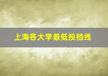 上海各大学最低投档线