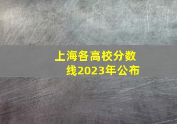 上海各高校分数线2023年公布