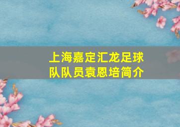 上海嘉定汇龙足球队队员袁恩培简介