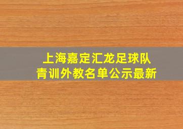 上海嘉定汇龙足球队青训外教名单公示最新