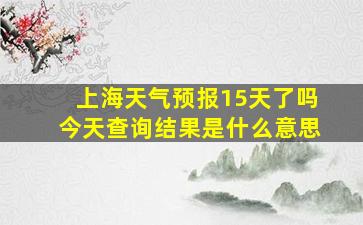 上海天气预报15天了吗今天查询结果是什么意思