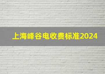 上海峰谷电收费标准2024