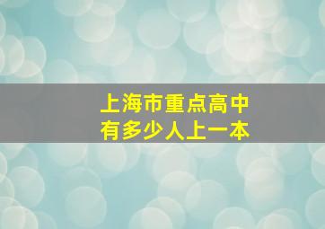 上海市重点高中有多少人上一本