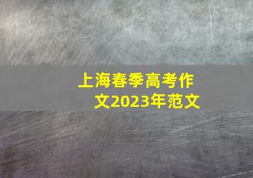 上海春季高考作文2023年范文