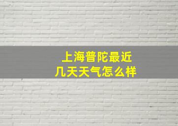 上海普陀最近几天天气怎么样