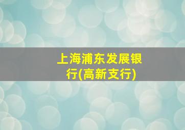 上海浦东发展银行(高新支行)