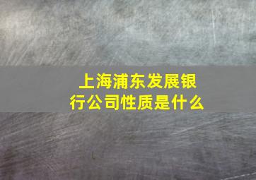 上海浦东发展银行公司性质是什么