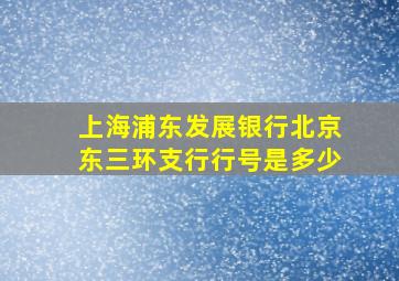 上海浦东发展银行北京东三环支行行号是多少