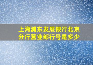 上海浦东发展银行北京分行营业部行号是多少