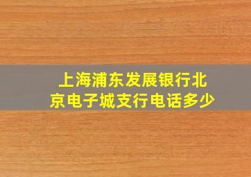 上海浦东发展银行北京电子城支行电话多少