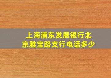 上海浦东发展银行北京雅宝路支行电话多少