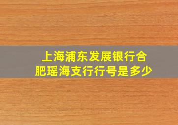 上海浦东发展银行合肥瑶海支行行号是多少