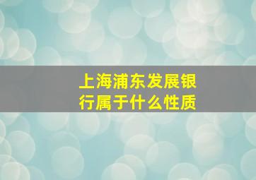 上海浦东发展银行属于什么性质