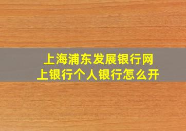 上海浦东发展银行网上银行个人银行怎么开