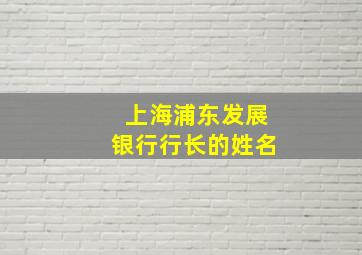 上海浦东发展银行行长的姓名