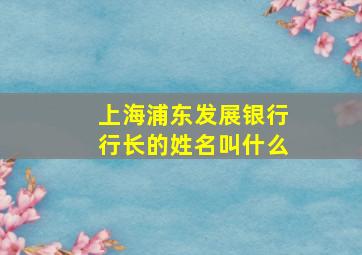 上海浦东发展银行行长的姓名叫什么