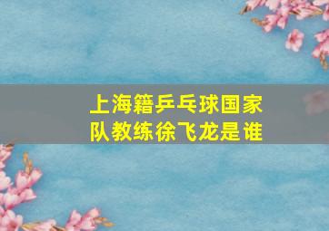 上海籍乒乓球国家队教练徐飞龙是谁