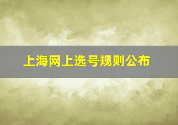 上海网上选号规则公布