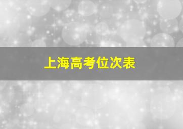 上海高考位次表