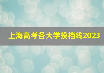 上海高考各大学投档线2023