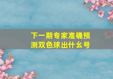 下一期专家准确预测双色球出什幺号