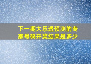 下一期大乐透预测的专家号码开奖结果是多少