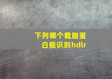 下列哪个载脂蛋白能识别hdlr