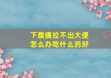 下腹痛拉不出大便怎么办吃什么药好