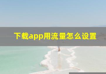 下载app用流量怎么设置