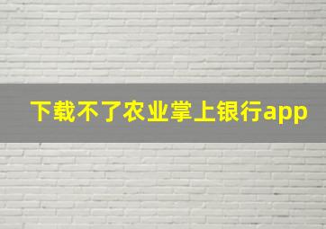 下载不了农业掌上银行app