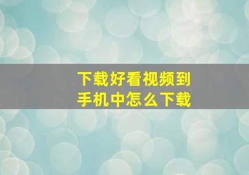 下载好看视频到手机中怎么下载