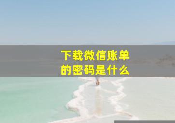 下载微信账单的密码是什么