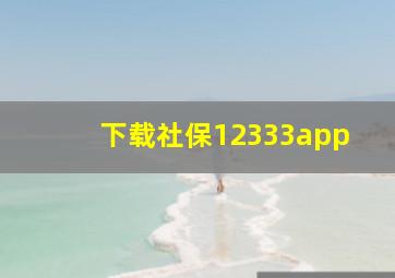 下载社保12333app