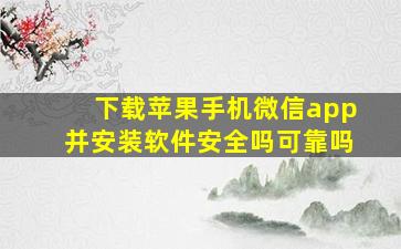 下载苹果手机微信app并安装软件安全吗可靠吗