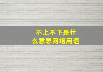 不上不下是什么意思网络用语