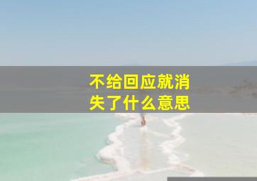 不给回应就消失了什么意思