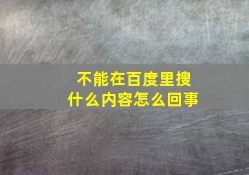 不能在百度里搜什么内容怎么回事